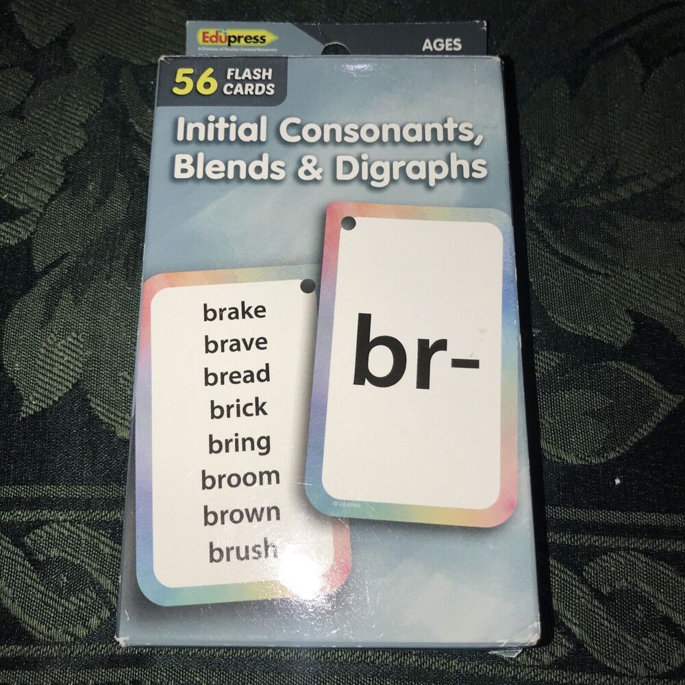 Edupress‎ Initial Consonants Blends & Digraphs Flash Cards 56 Cards (EP62044)